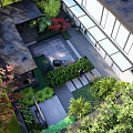 Modern Courtyard Garden Design With Lush Greenery Stone Path And Seating Area