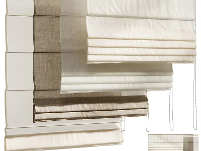 Assorted Window Blinds in Neutral Tones for Home Decoration and Interior Design 3d model