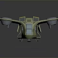 Futuristic Green Spacecraft With Yellow Accents Circular Thrusters And Transparent Cockpit