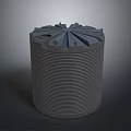 Gray Cylindrical Industrial Equipment With Ribbed Surface And Radial Top Structure