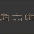 Wooden Building Frame Models With Structural Beams And Construction Supports 3d model