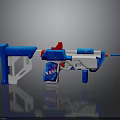 NASA Themed Toy Gun Design With Blue White Red Colors And Logo