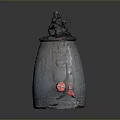 Ancient Bronze Household Container With Decorative Lid And Intricate Carved Patterns