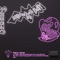 Neon Lamp Set with Bone Ghost and Bat Shapes for Night Decoration and Illumination