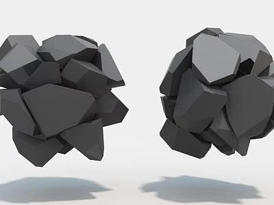Modern Abstract Black Geometric Art Installation With Suspended Polygonal Shapes 3d model