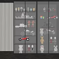 Modern Glass Door Display Cabinet With Layered Collectibles And Models