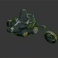 Unique Tricycle Motorcycle Model With Green Yellow Color And Retro Design