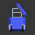 Portable Blue Electronic Cooler With Open Lid Illuminated Interior And Wheels