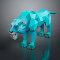 Blue Low Poly Panther 3D Model With Dark Background And Reflective Surface 3d model