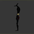 Anubis Like Character With Black Body Golden Arm Cuffs And Red Loincloth