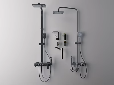 Modern Shower System With Rainfall Head Handheld Sprayer And Wall Mounted Design 3d model