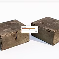 Two Vintage Wooden Storage Boxes With Rustic Old Design For Home Organizing 3d model