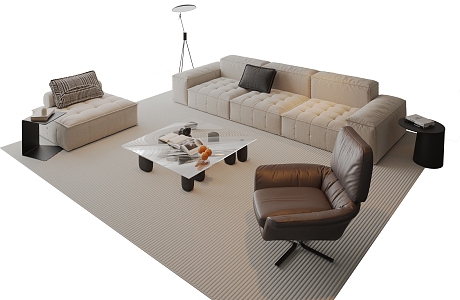 Modern Italian Sofa Combination Sofa Coffee Table Combination Side Table Coffee Table Multi-Person Sofa Single Person Sofa Living Room Sofa Jewelry Ornaments 3d model