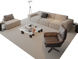 Modern Italian Sofa Combination Sofa Coffee Table Combination Side Table Coffee Table Multi-Person Sofa Single Person Sofa Living Room Sofa Jewelry Ornaments 3d model