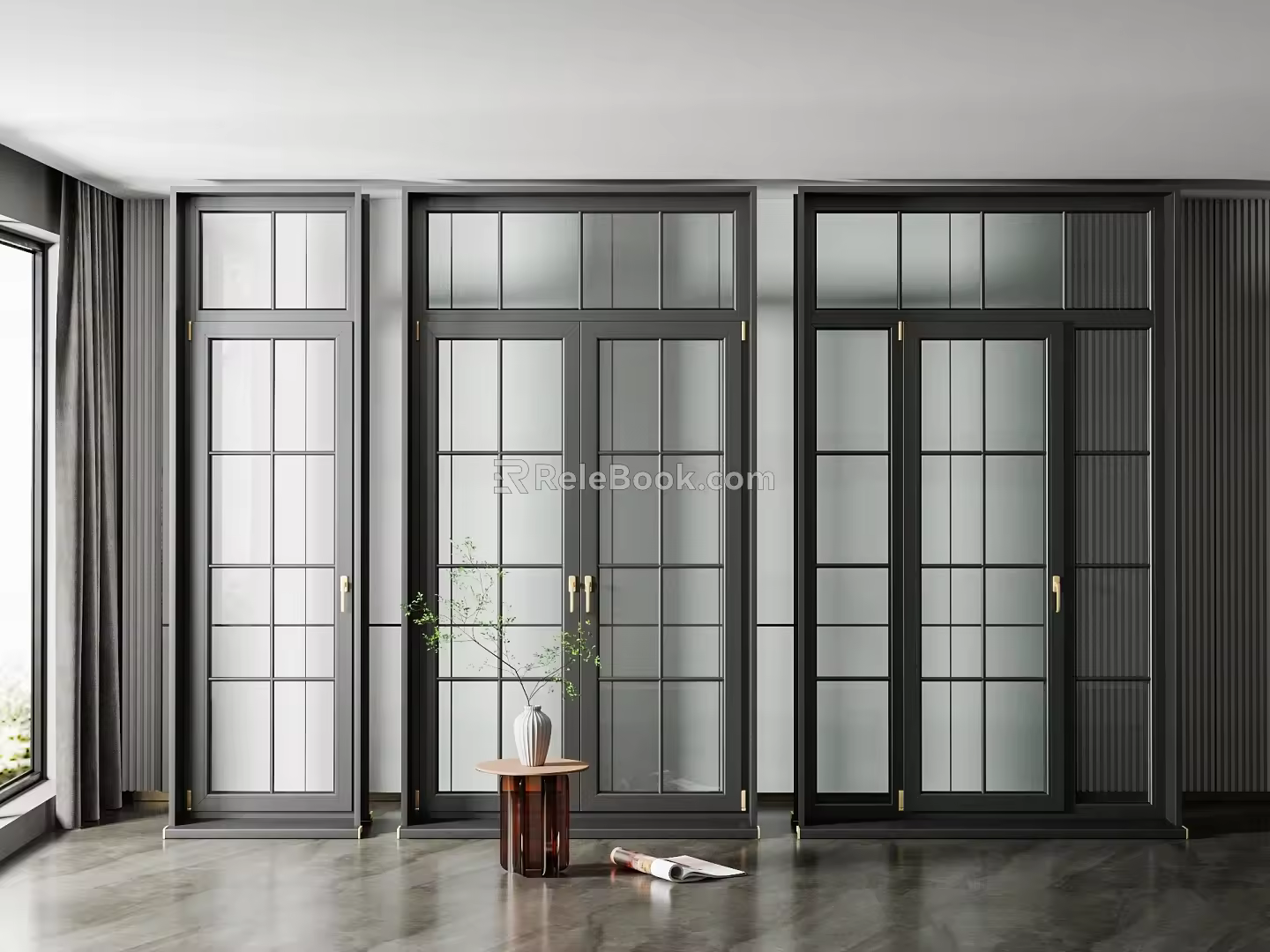 Modern floor-to-ceiling windows floor-to-ceiling window combination 3d model