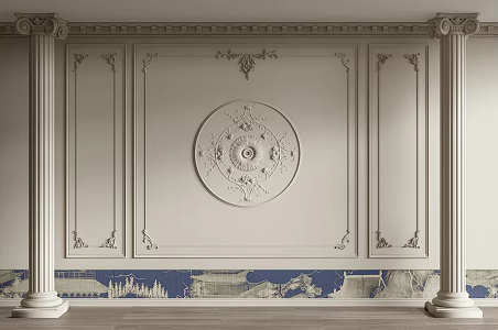 French Wall Panel Carved Wall Panel Roman Column Light Panel 3d model
