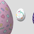 Vibrant Easter Egg Decorative Ornament Set Featuring Floral Striped And Candy Heart Designs