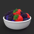 Colorful Fresh Mixed Fruits Bowl With Strawberries Blackberries And Blueberries