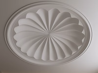 Elegant Circular Ceiling Design With Radiant Petal Patterns In Plaster 3d model