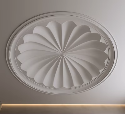 Elegant Circular Ceiling Design With Radiant Petal Patterns In Plaster 3d model
