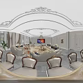 Luxurious Hotel Lobby Interior With Chandelier White Sofas And Decorative Paintings