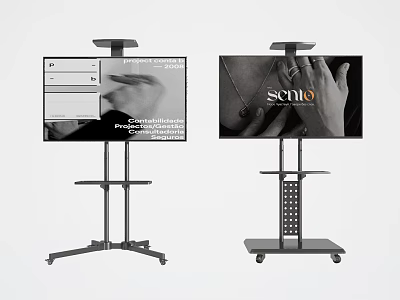 LED TV With Mobile Cart Stand And Adjustable Mount For Modern 3d model