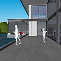 Modern Detached Villa Exterior Design With Glass Facade Lawn Swimming Pool And Lighting