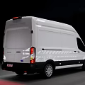 White Commercial Cargo Van Side View With Smooth Exterior And Black Accents