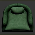 Green Velvet Single Sofa With Diamond Stitching Cushion And Yellow Base