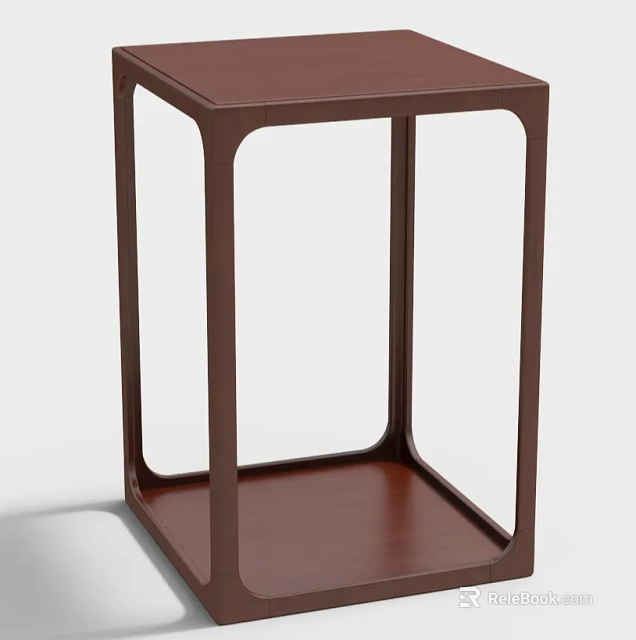 Modern Wooden Side Table With Sleek Square Design And Lower Shelf 3d model