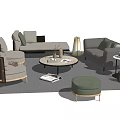 Modern Sofa And Coffee Table Set With Ottoman Floor Lamp And Throw Pillows 3d model