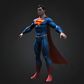 Superman 3D Character Model With Blue Costume Red Cape And S Symbol