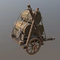 Cart earth cart truck two-wheeler game cart racket wood cart wood cart wood trailer ancient wooden cart low face number low model simple model realistic 3d model