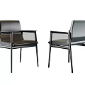 Modern Leisure Chair With Black Metal Frame And Leather Seat Design