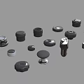 Multiple Black And Silver Switch Panel Knobs In Various Styles For Home Electrical Use 3d model