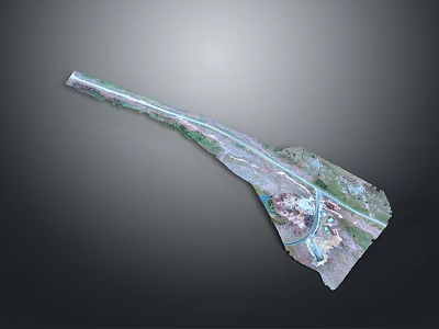 Architectural Regional Development Plan With Long Strip Road Network And Green Spaces 3d model