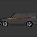 Black Modified SUV With BIG PERFORMANCE Decal Sporty Front Grille Large Wheels And Roof Antennas