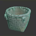 Light Brown Woven Basket With Handles For Household Storage And Everyday Use 3d model