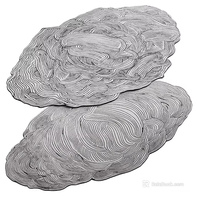 Round Carpet Featuring Intricate Wavy Line Design For Contemporary Interiors 3d model 