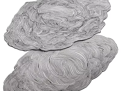 Round Carpet Featuring Intricate Wavy Line Design For Contemporary Interiors 3d model