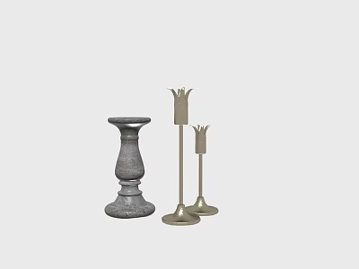Elegant Decorative Ornament Set Featuring Stone And Metal Candle Holders For Modern Home Decor 3d model