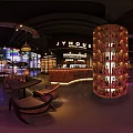 Industrial Bar Interior Design With Brick Walls Pendant Lights And Neon Signs