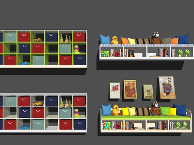 Modern Storage Cabinet Children's Card Holer Storage Rack 3d model