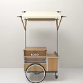 Stylish Mobile Vendor Cart With Wooden Canopy Metal Frame And Logo