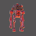 Detailed Red Mechanical Robot Character With Circular Components And Articulated Joints Design