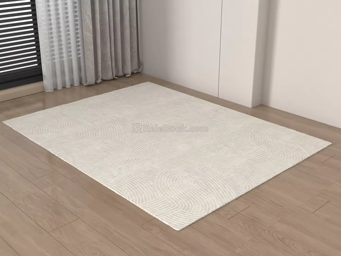 Modern Cream Carpet Living Room Carpet Striped Carpet Plush Carpet Geometric Carpet Animal Stool 3d model