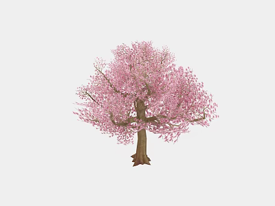 Vibrant Pink Blossom Tree With Brown Trunk And Lush Flowering Branches 3d model