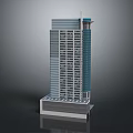 Modern High Rise Residential Building With Glass Curtain Walls Multiple Floors And Podium Base