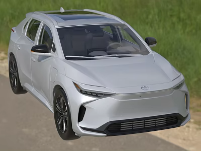 Silver SUV With Panoramic Sunroof On Road 3d model