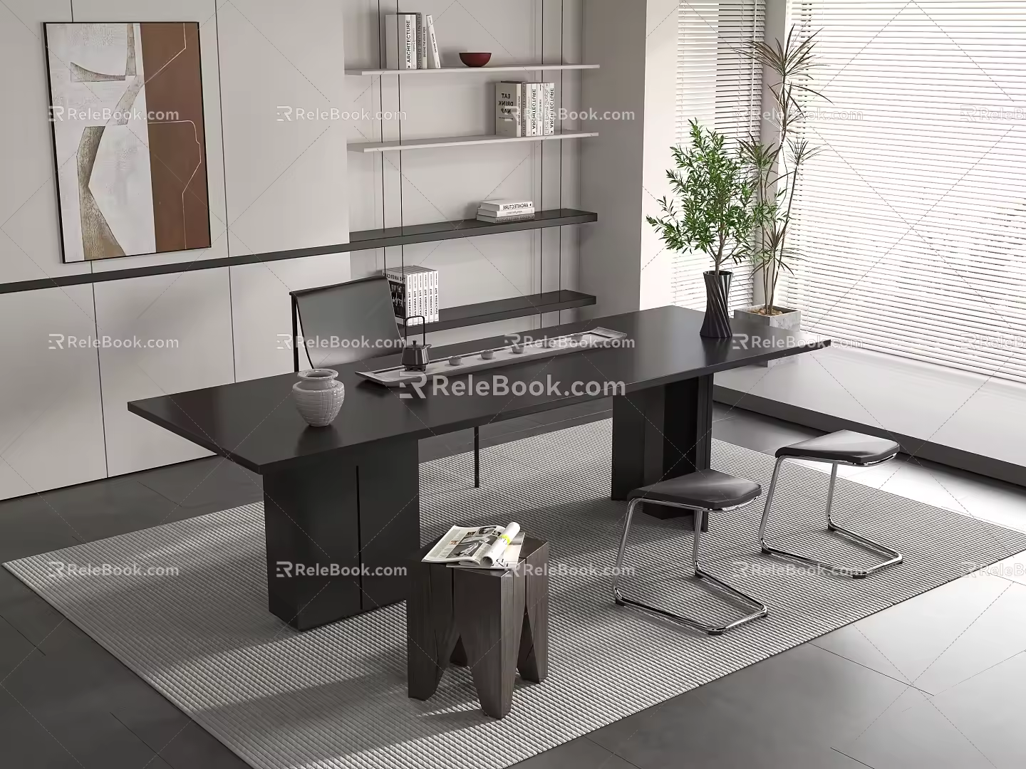 Tea table and chair combination 3d model